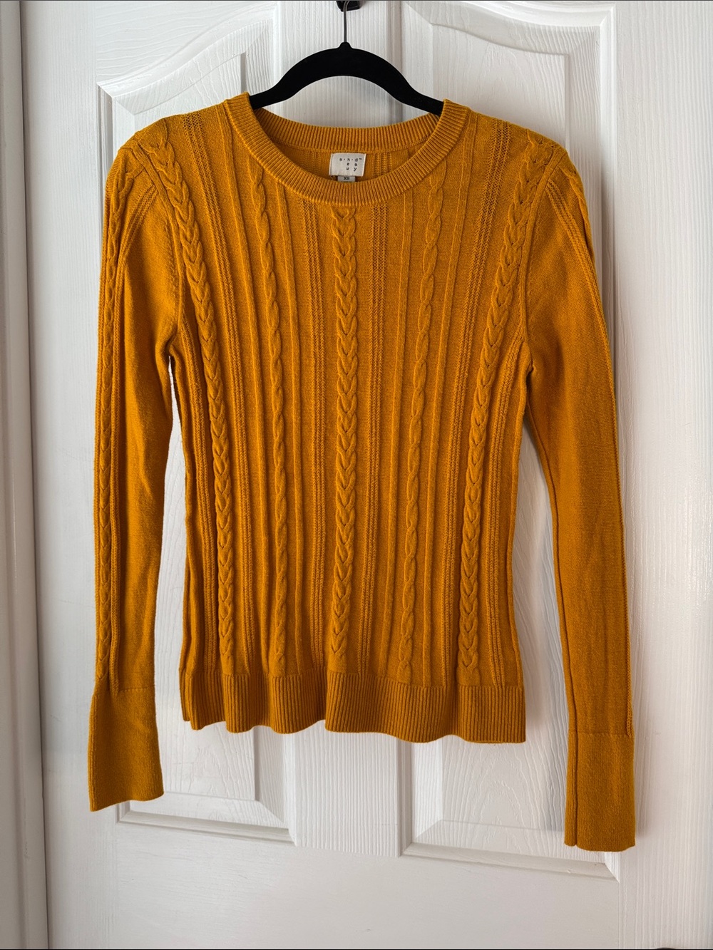 a new day Mustard Yellow Cable-Knit Crewneck Sweater